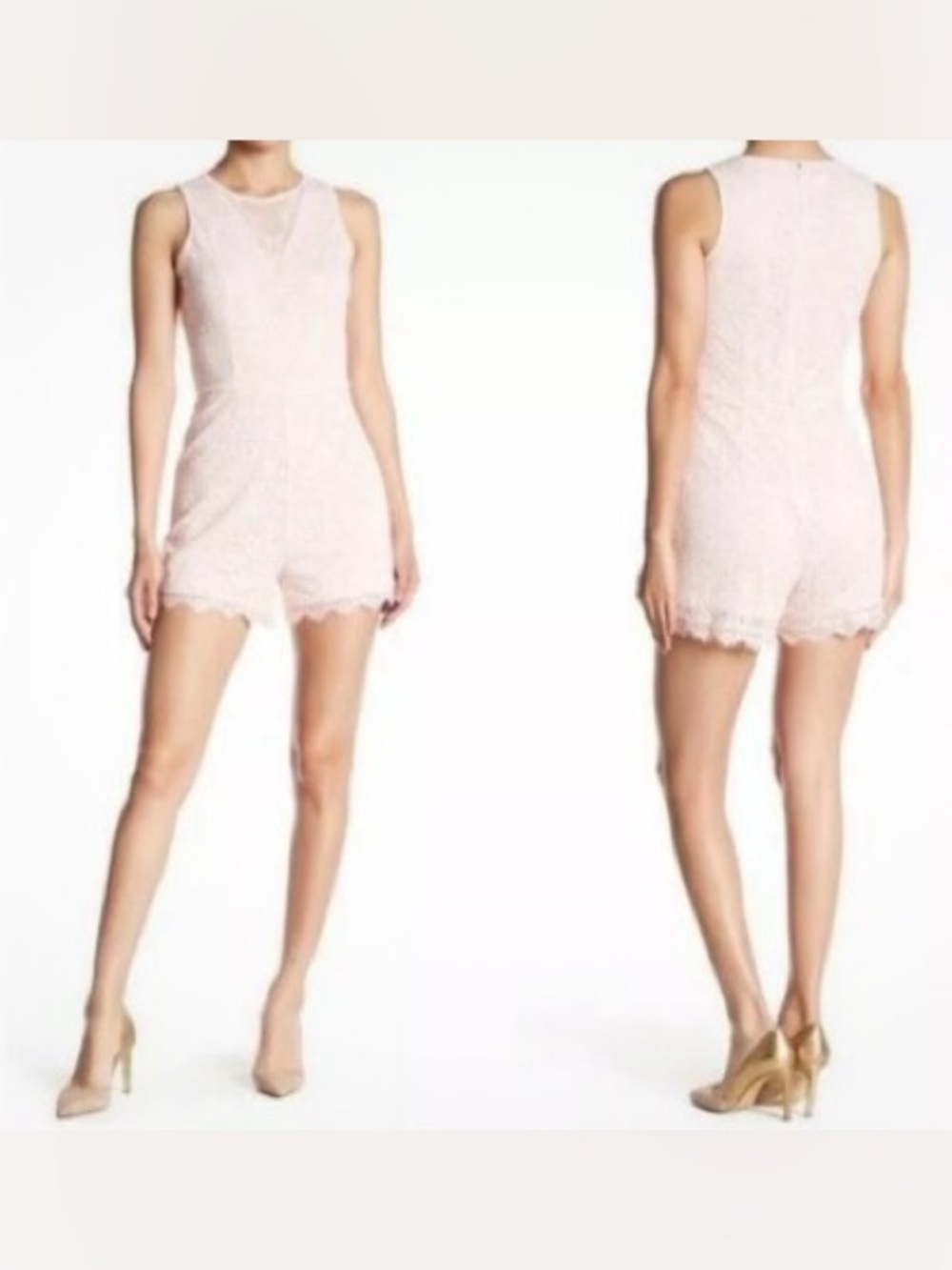 bebe Light Pink Lace Romper